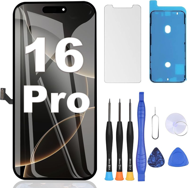 ZOETEC Screen Replacement for iPhone 16 Pro, 6.3 inches [Support Face ID] Full HD Retina Display 3D Touch Screen Digitizer Frame Assembly with Repair Tools Kit - Image 1